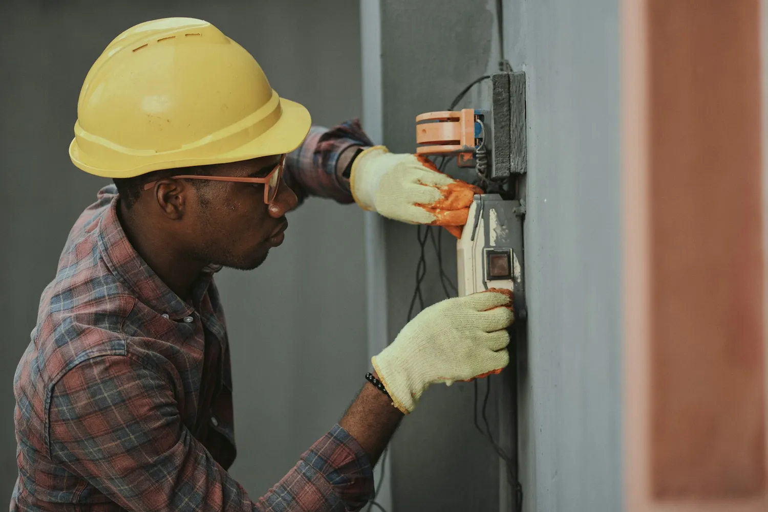 Electrical rough-in inside an open wall