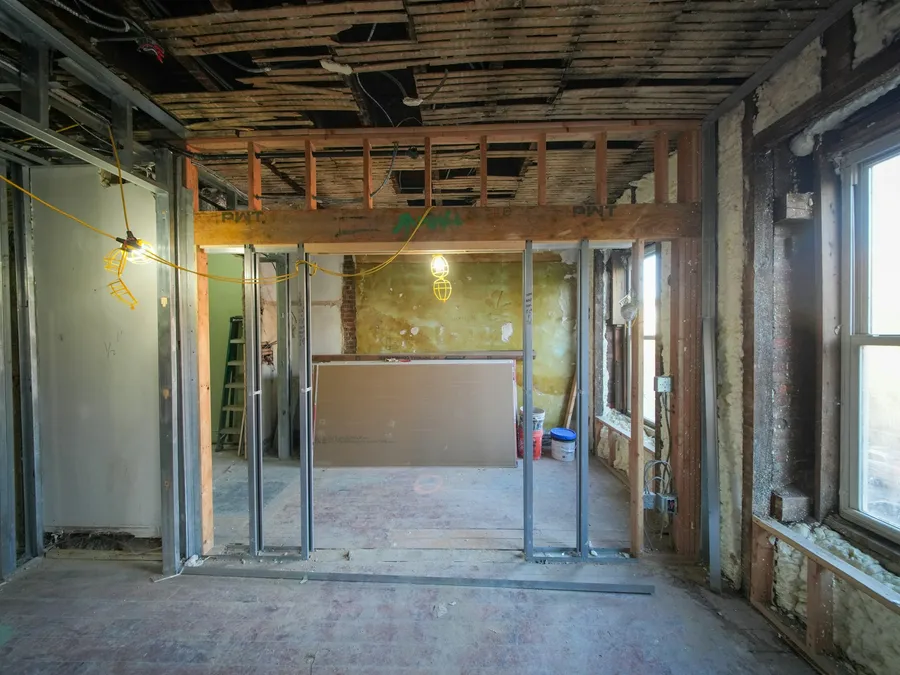 Interior framing under construction