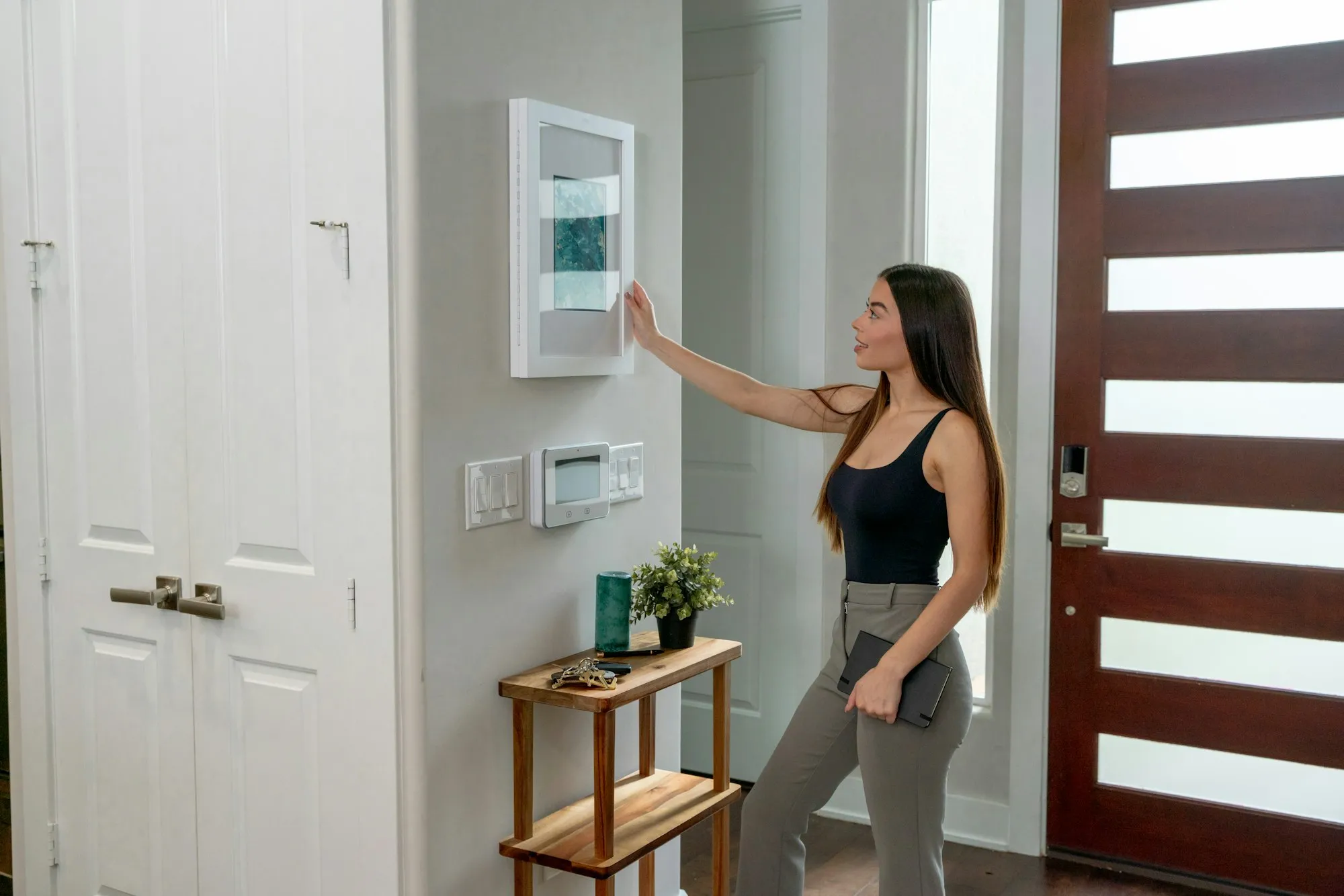 A wall-mounted smart switch panel