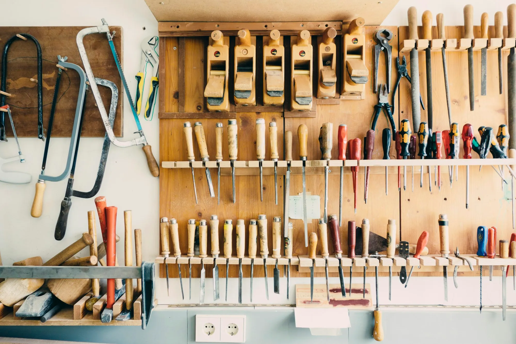 A workshop tool wall